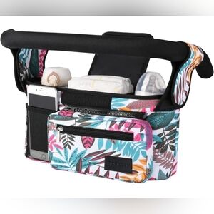 Colorful Stroller Organizer with Leaf Print
